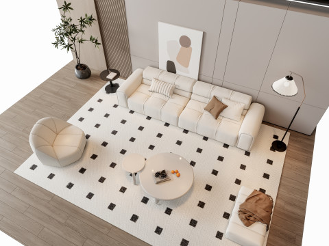 Sofa Coffee table Wall panel Living Combination 9 3D 모델