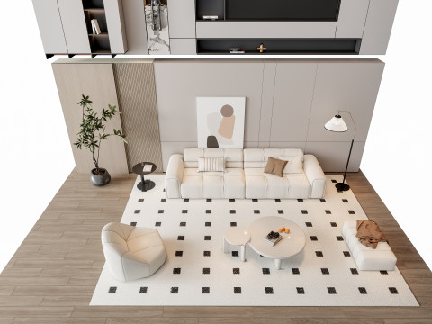 Sofa Coffee table Wall panel Living Combination 9 3D 모델