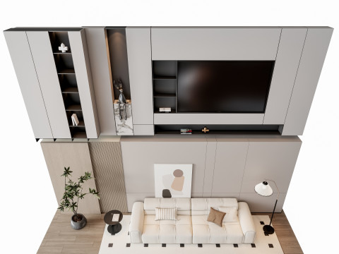 Sofa Coffee table Wall panel Living Combination 9 3D 모델