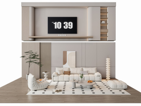 Sofa Coffee table Wall panel Living Combination 10 3D Модель