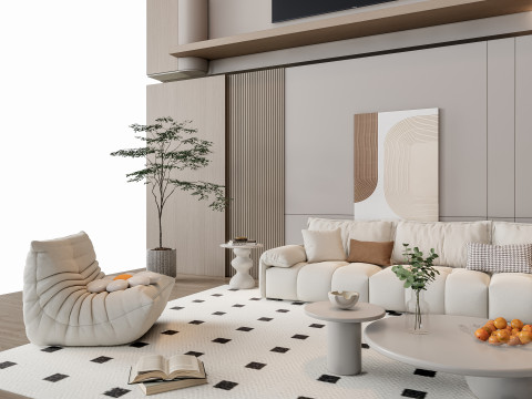 Sofa Coffee table Wall panel Living Combination 10 3Dモデル