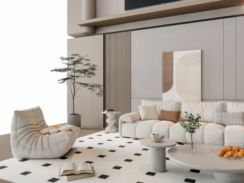 Sof&aacute; Mesa de centro Painel de parede Living Combination 10 Modelo 3D