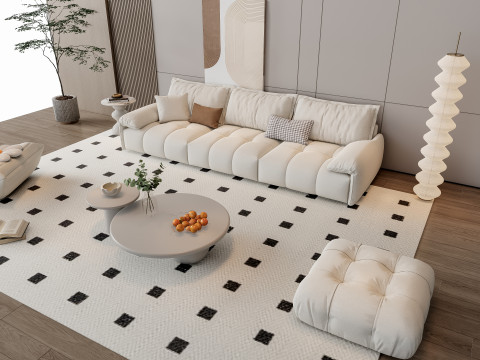 Sofa Coffee table Wall panel Living Combination 10 3Dモデル