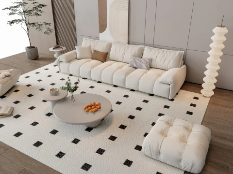 Sof&aacute; Mesa de centro Painel de parede Living Combination 10 Modelo 3D