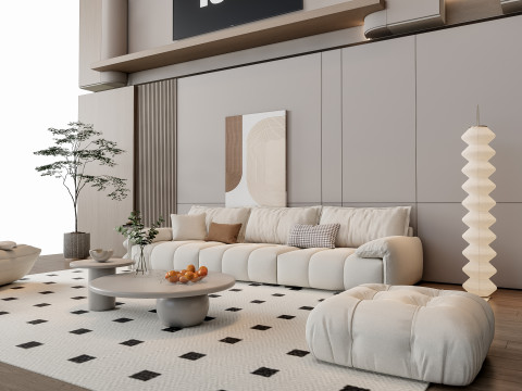 Sofa Coffee table Wall panel Living Combination 10 3Dモデル