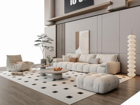 Sofa Coffee table Wall panel Living Combination 10 3Dモデル