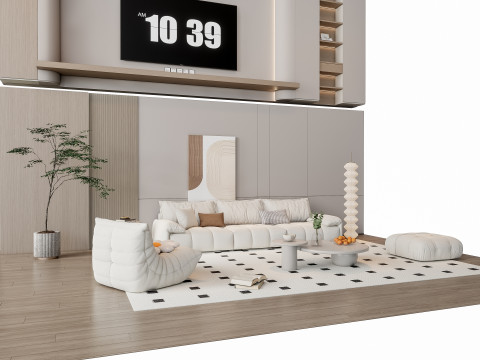 Sofa Coffee table Wall panel Living Combination 10 3Dモデル