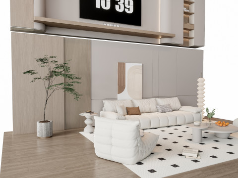 Sofa Coffee table Wall panel Living Combination 10 3Dモデル