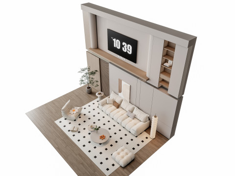 Sofa Coffee table Wall panel Living Combination 10 3Dモデル