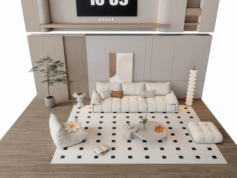 Sof&aacute; Mesa de centro Painel de parede Living Combination 10 Modelo 3D