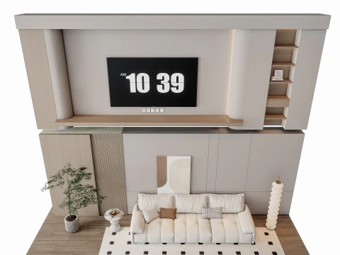 Sof&aacute; Mesa de centro Painel de parede Living Combination 10 Modelo 3D