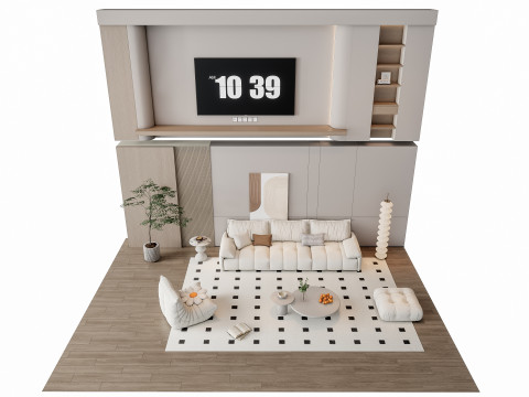 Sofa Coffee table Wall panel Living Combination 10 3Dモデル