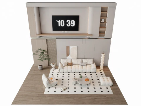 Sof&aacute; Mesa de centro Painel de parede Living Combination 10 Modelo 3D