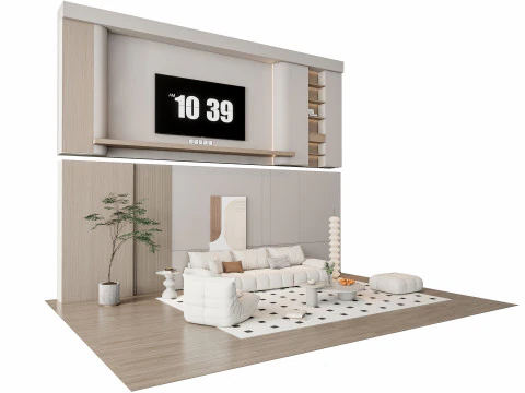 Sof&aacute; Mesa de centro Painel de parede Living Combination 10 Modelo 3D