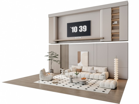 Sofa Coffee table Wall panel Living Combination 10 3Dモデル