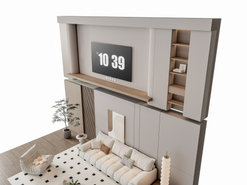 Sofa Coffee table Wall panel Living Combination 10 3Dモデル