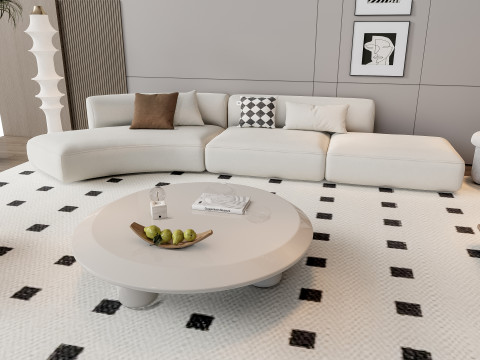 Sofa Coffee table Wall panel Living Combination 11 3Dモデル