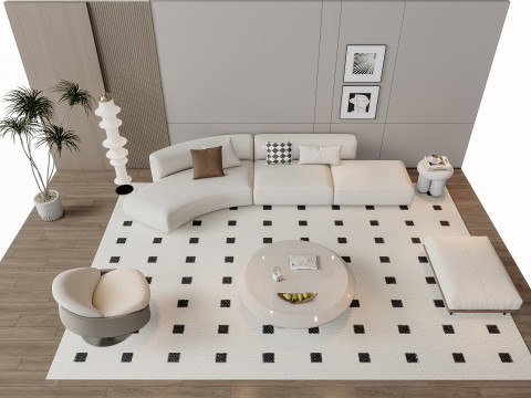 Sofa Coffee table Wall panel Living Combination 11 3Dモデル