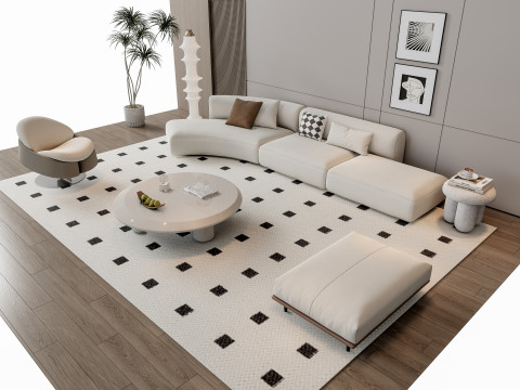 Sofa Coffee table Wall panel Living Combination 11 3Dモデル