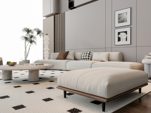 Sofa Coffee table Wall panel Living Combination 11 3Dモデル