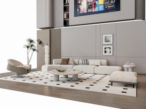 Sofa Coffee table Wall panel Living Combination 11 3Dモデル