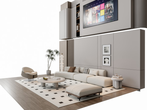 Sofa Coffee table Wall panel Living Combination 11 3Dモデル