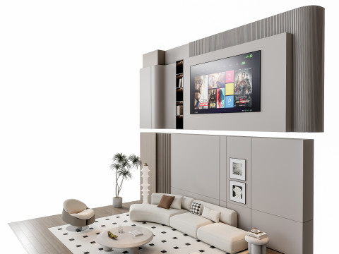 Sofa Coffee table Wall panel Living Combination 11 3Dモデル