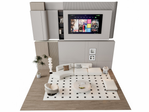 Sofa Coffee table Wall panel Living Combination 11 3Dモデル