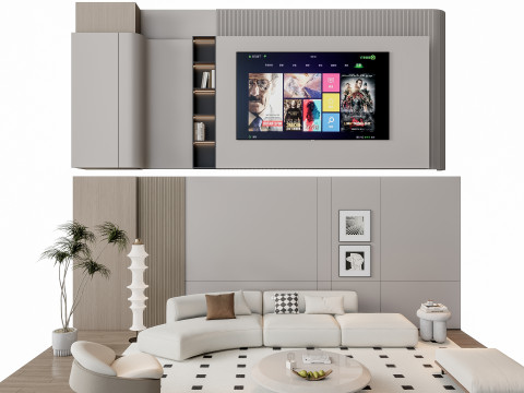 Sofa Coffee table Wall panel Living Combination 11 3Dモデル