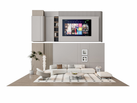 Sofa Coffee table Wall panel Living Combination 11 3Dモデル
