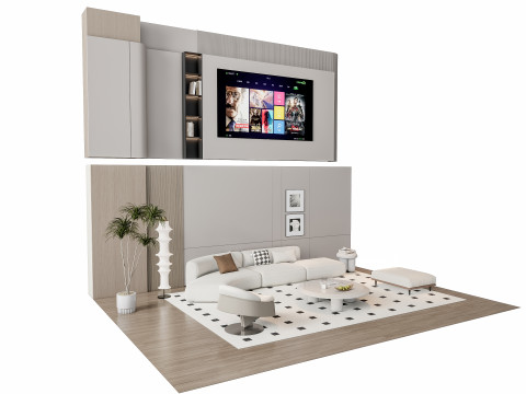 Sofa Coffee table Wall panel Living Combination 11 3Dモデル