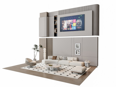 Sofa Coffee table Wall panel Living Combination 11 3Dモデル