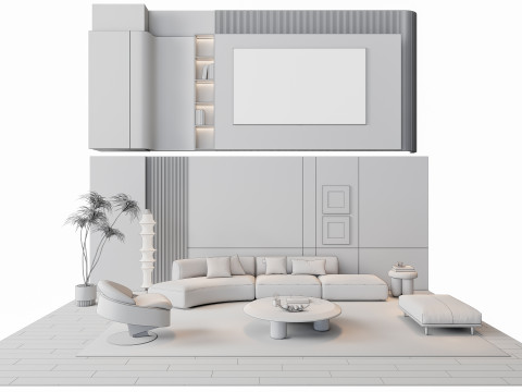Sofa Coffee table Wall panel Living Combination 11 3Dモデル