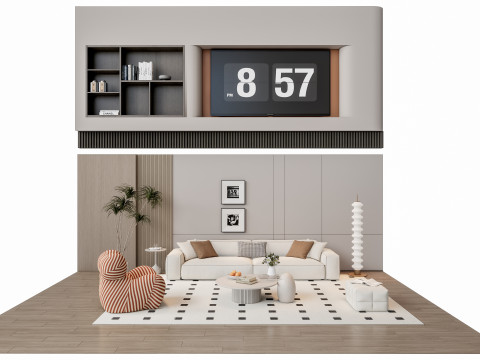 Sofa Coffee table Wall panel Living Combination 12 3D Модель