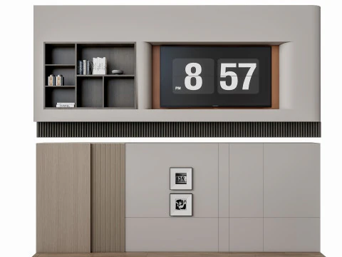 Sofa Coffee table Wall panel Living Combination 12 3D Model
