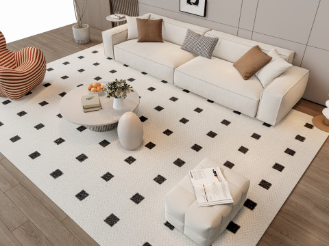 Sofa Coffee table Wall panel Living Combination 12 Modèle 3D