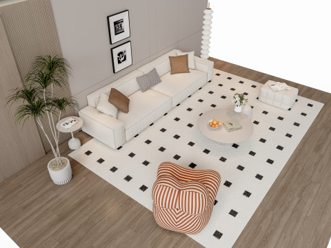 Sofa Coffee table Wall panel Living Combination 12 Modèle 3D