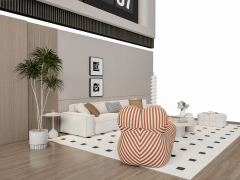 Sofa Coffee table Wall panel Living Combination 12 Modèle 3D