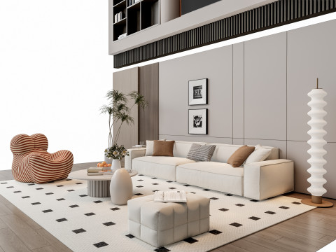 Sofa Coffee table Wall panel Living Combination 12 Modèle 3D