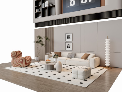 Sofa Coffee table Wall panel Living Combination 12 Modèle 3D
