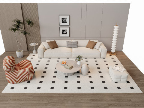 Sofa Coffee table Wall panel Living Combination 12 Modèle 3D
