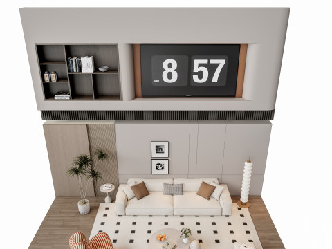 Sofa Coffee table Wall panel Living Combination 12 Modèle 3D