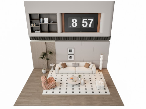 Sofa Coffee table Wall panel Living Combination 12 Modèle 3D