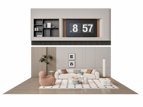 Sofa Coffee table Wall panel Living Combination 12 Modèle 3D