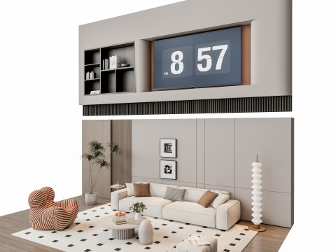 Sofa Coffee table Wall panel Living Combination 12 Modèle 3D