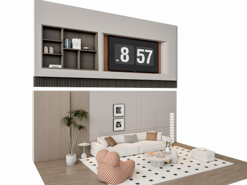 Sofa Coffee table Wall panel Living Combination 12 Modèle 3D