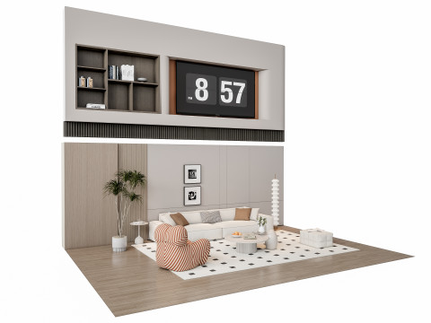 Sofa Coffee table Wall panel Living Combination 12 Modèle 3D