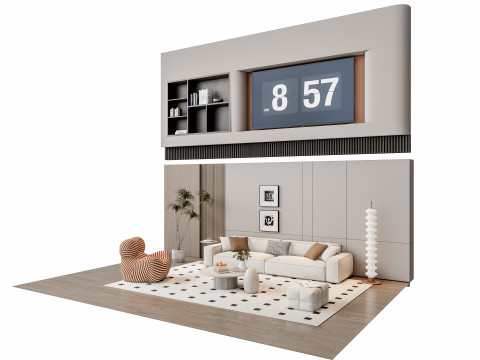 Sofa Coffee table Wall panel Living Combination 12 Modèle 3D