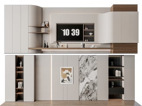Sofa Coffee table Wall panel Living Combination 13 3D Model