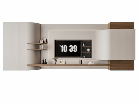 Sofa Coffee table Wall panel Living Combination 13 3D Model